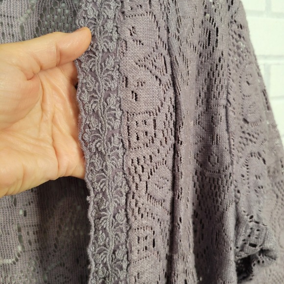 Sacred Threads sz XL Cardigan Gray Cotton Lace Open Front Cottagecore Lagenlook - Picture 8 of 10